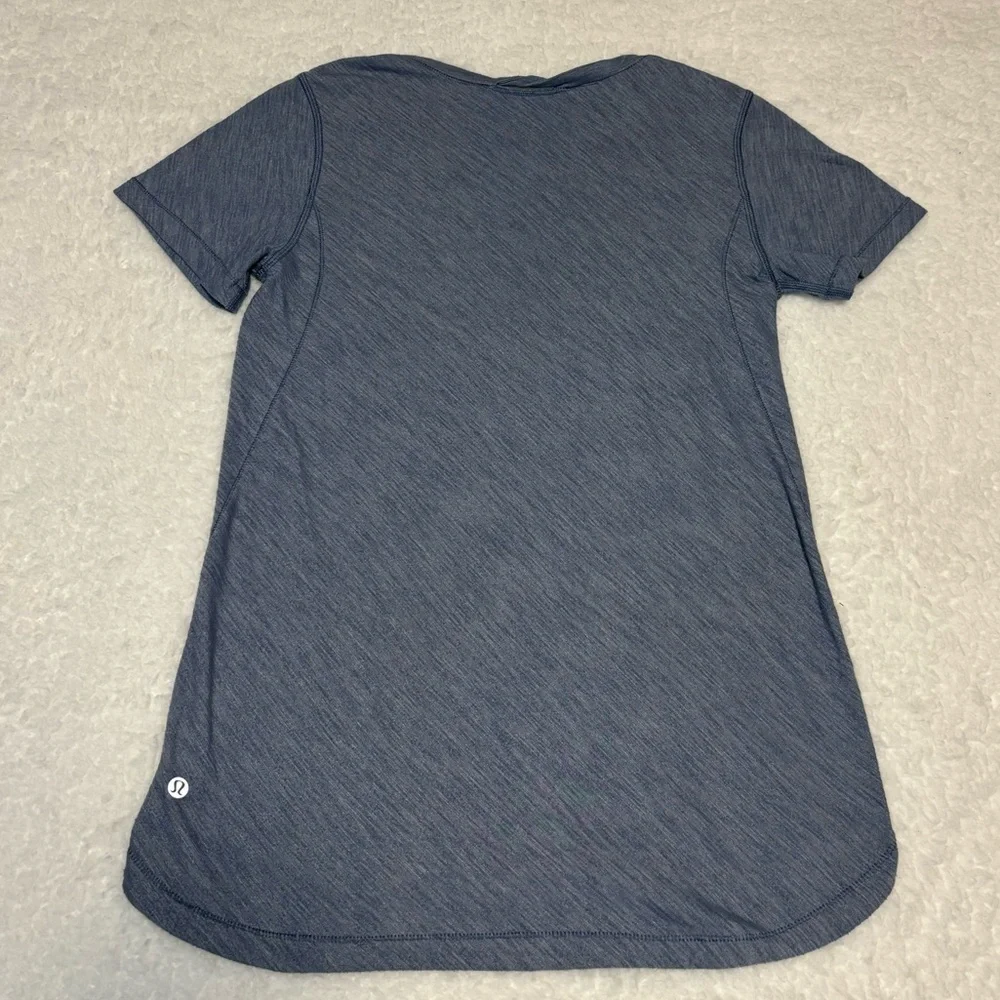 Lululemon Women Heathered Blue What The Sport Short Sleeve Tee